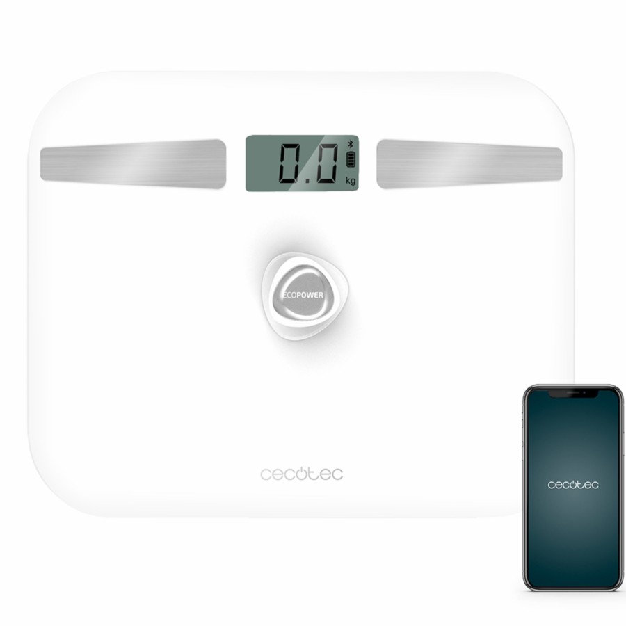 Basculas De Bano | Cecotec Surface Precision Ecopower 10200 Smart Healthy White Bascula De Bano Digital De Alta Precision Recargable Cecotec