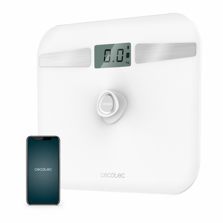 Basculas De Bano | Cecotec Surface Precision Ecopower 10200 Smart Healthy White Bascula De Bano Digital De Alta Precision Recargable Cecotec