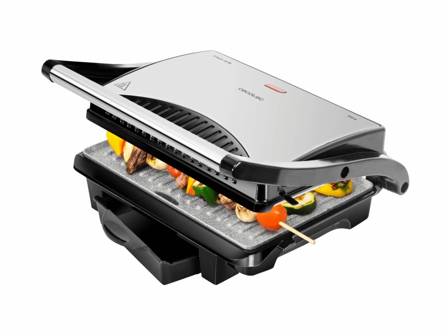 Planchas De Cocina | Cecotec Rock'Ngrill 1000 W Panini Grill, Parrilla Electrica, Plancha Y Sandwichera. Cecotec