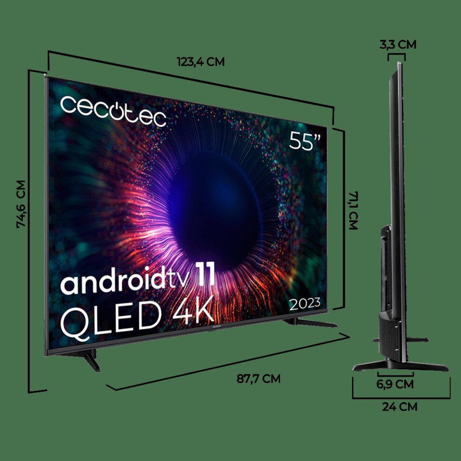 Televisores / Smart Tv | Cecotec Tv Cecotec V1+ Series Vqu11055+S Television Qled 55" Smart Tv Cecotec