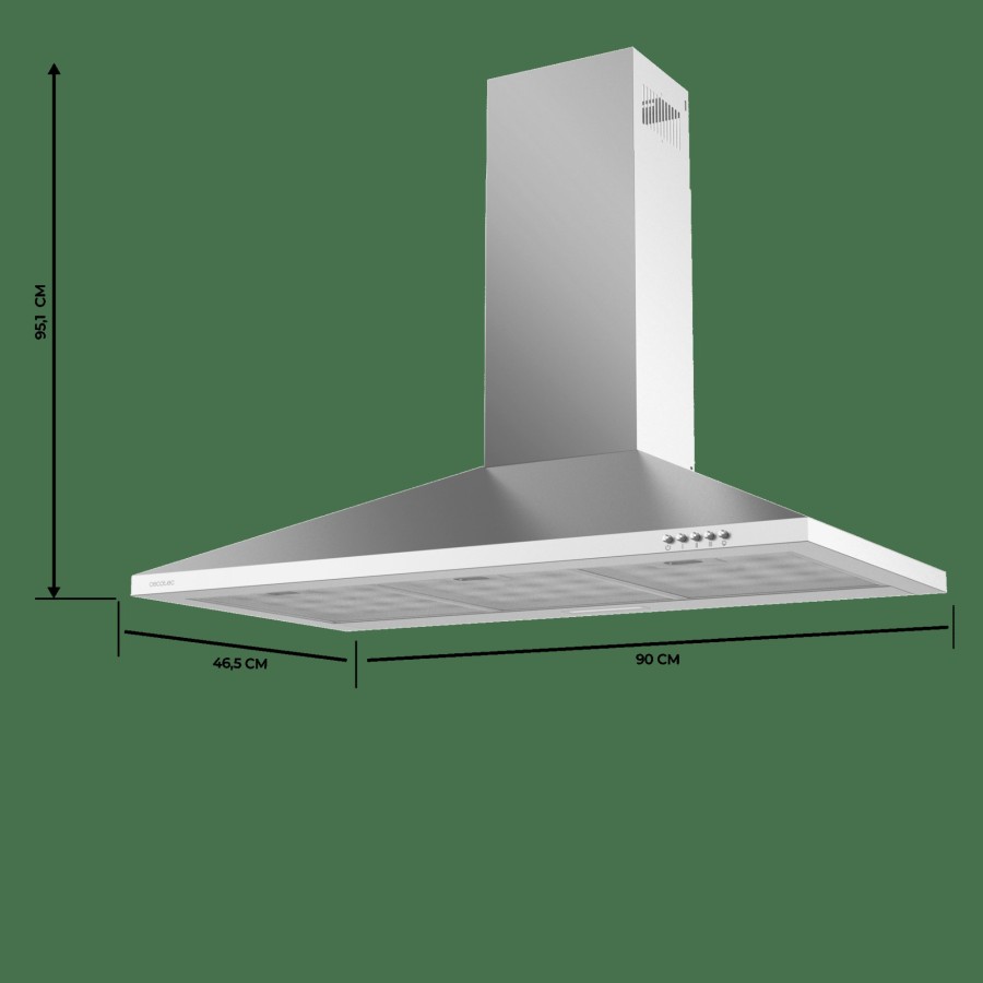 Campanas Extractoras | Cecotec Bolero Flux Pm 903500 Inox B Campana Extractora Piramidal Cecotec