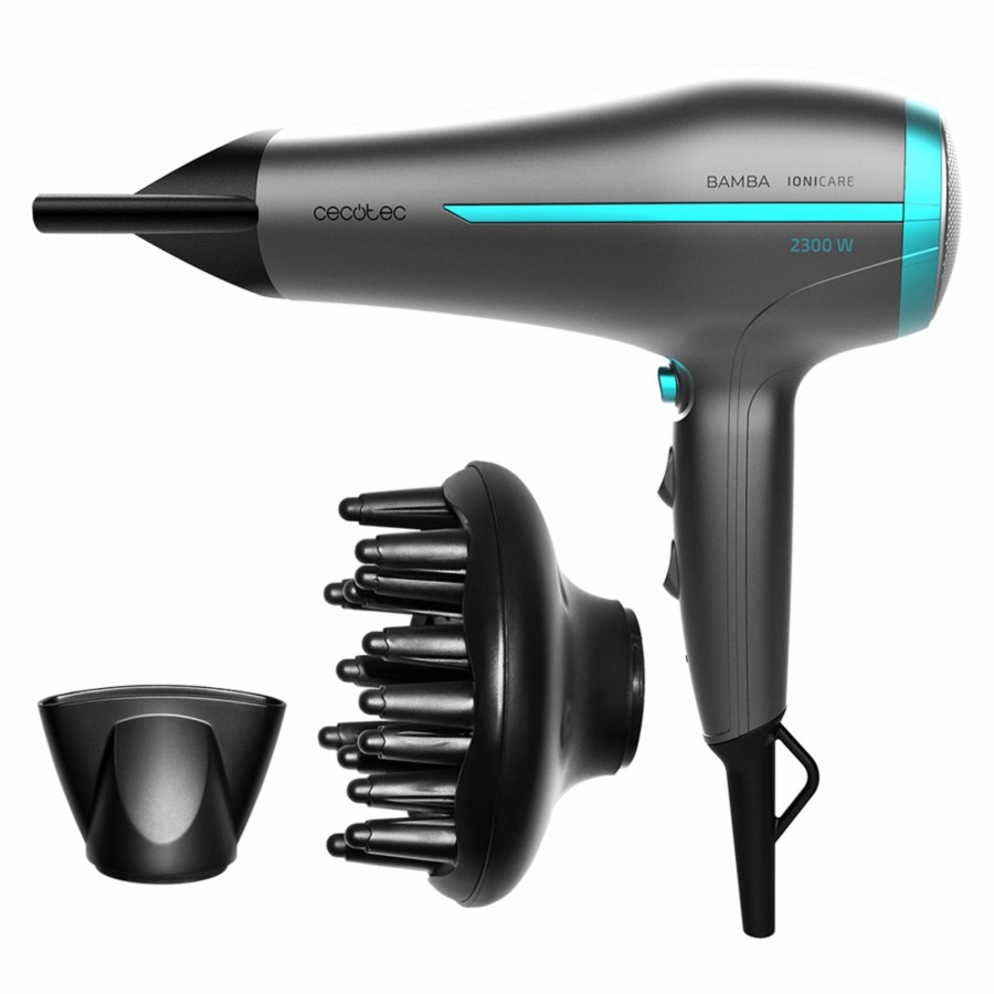 Secadores De Pelo | Cecotec Ionicare 5200 Aura Black Secador De Pelo Ionico Con Motor Dc Con Difusor Cecotec