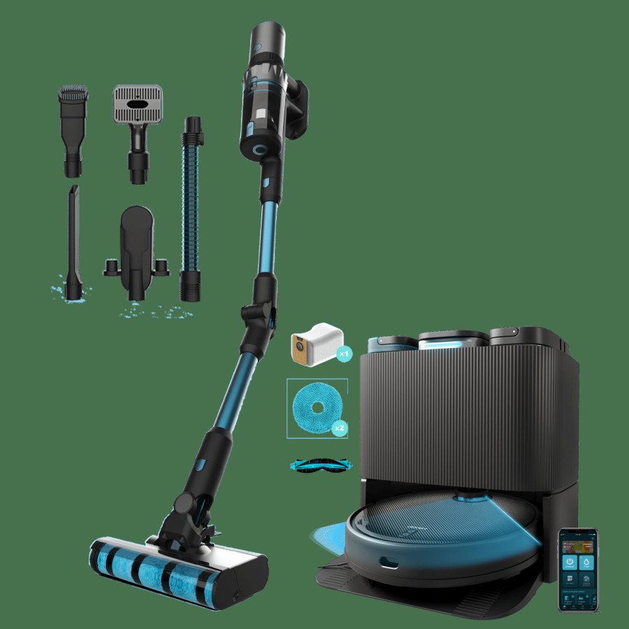 Packs | Cecotec Pack Conga 11090 Spin Revolution Home&Wash + Conga Rockstar 3500 Storm Ergotwice Animal Robot Aspirador Laser Con Base De Autovaciado Y Friegasuelos + Aspirador Escoba Sin Cables Sin Bolsa Cecotec