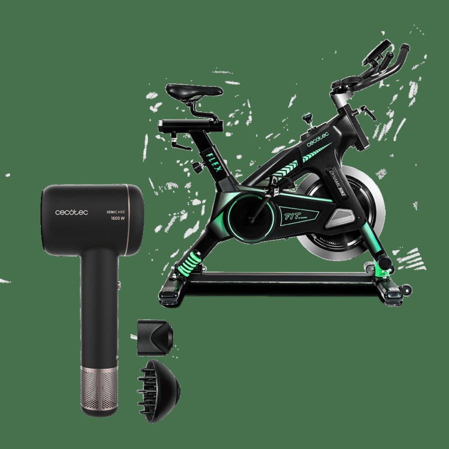 Packs | Cecotec Pack Bicicleta Spinning Ultraflex 25 + Bamba Ionicare Rockstar Ion Touch Bicicleta De Spinning Y Secador De Pelo Cecotec