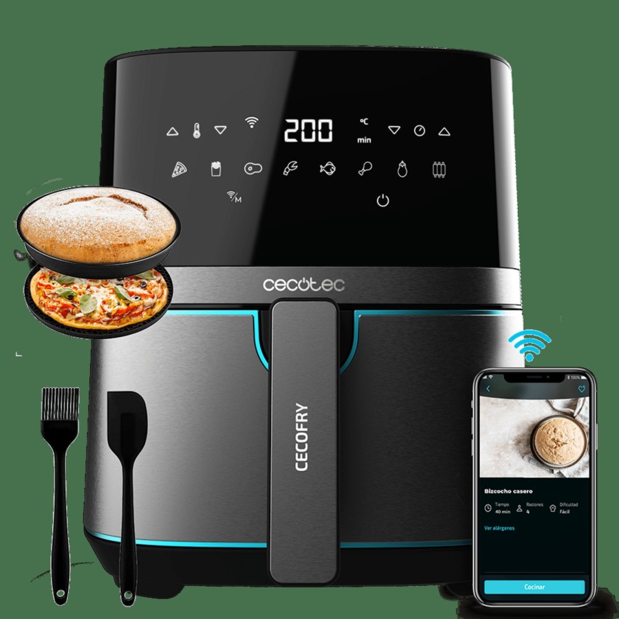 Freidoras Sin Aceite | Cecotec Cecofry Full Inoxblack 5500 Connected Pack Freidora Sin Aceite Airfryer Cecotec