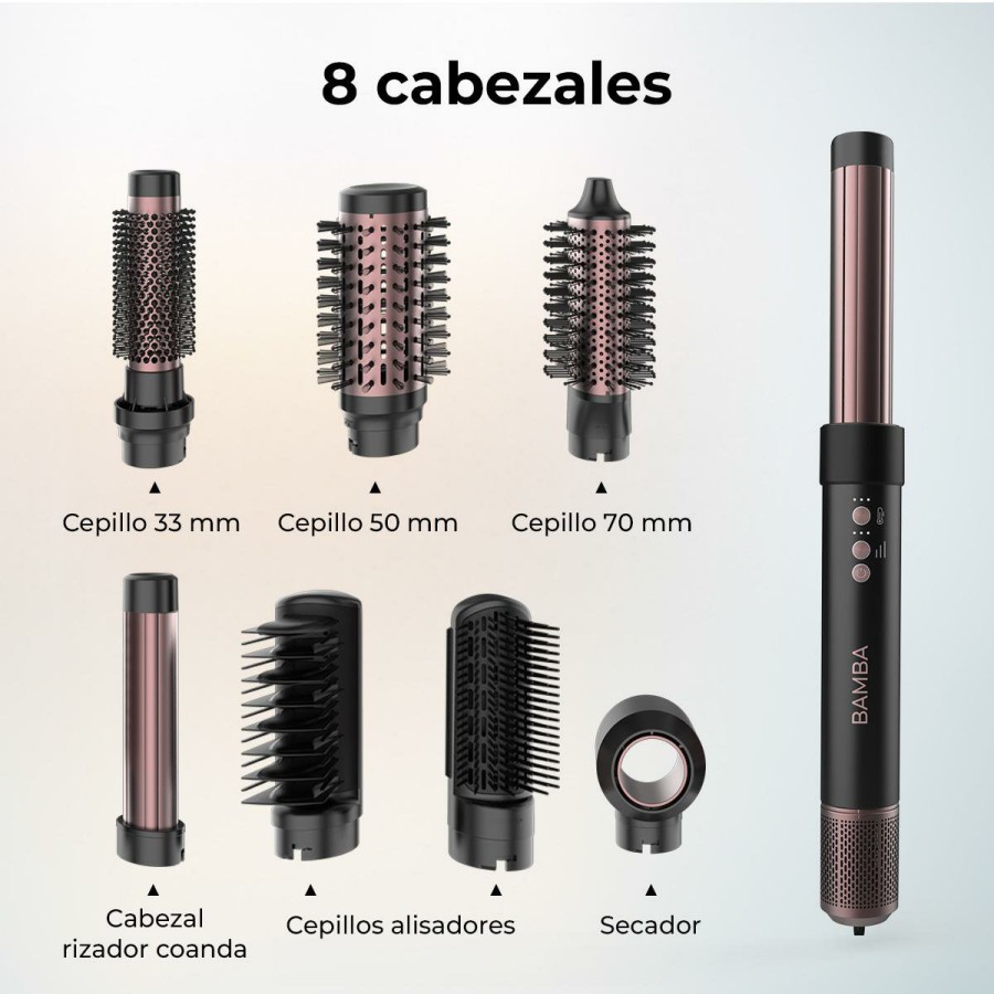 Moldeadores De Pelo | Cecotec Bamba Ceramiccare Airglam Cepillo De Aire Moldeador De Pelo, Secador, Alisador Y Rizador Cecotec