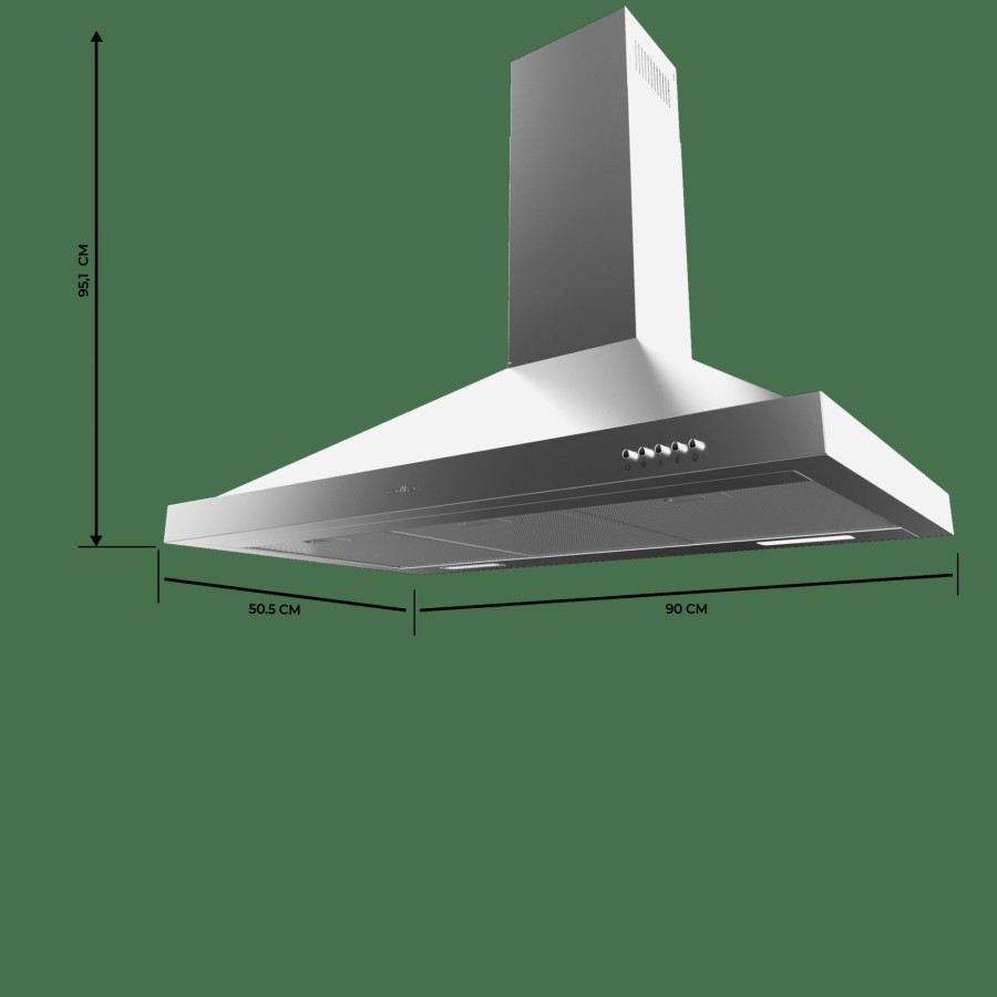 Campanas Extractoras | Cecotec Bolero Flux Pm 906500 Inox A Campana Extractora Piramidal Cecotec