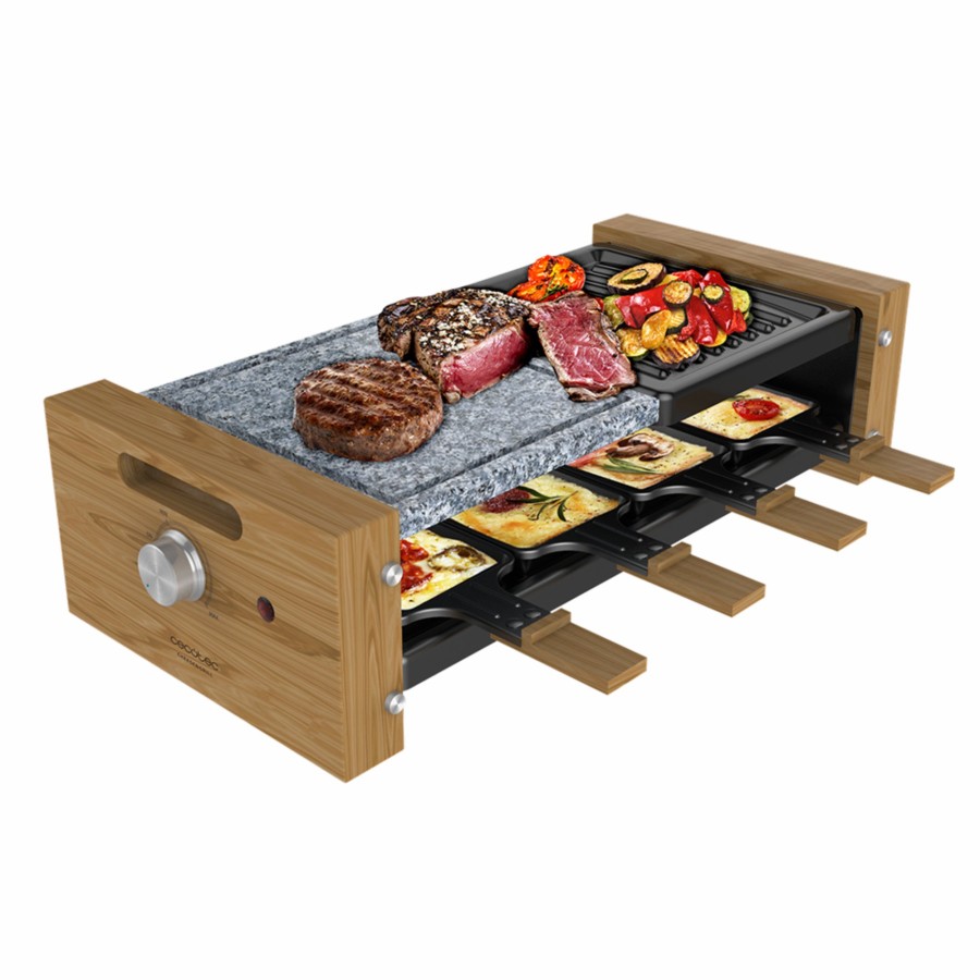 Planchas De Cocina | Cecotec Cheese&Grill 8400 Wood Mixgrill Raclette Para Queso Cecotec