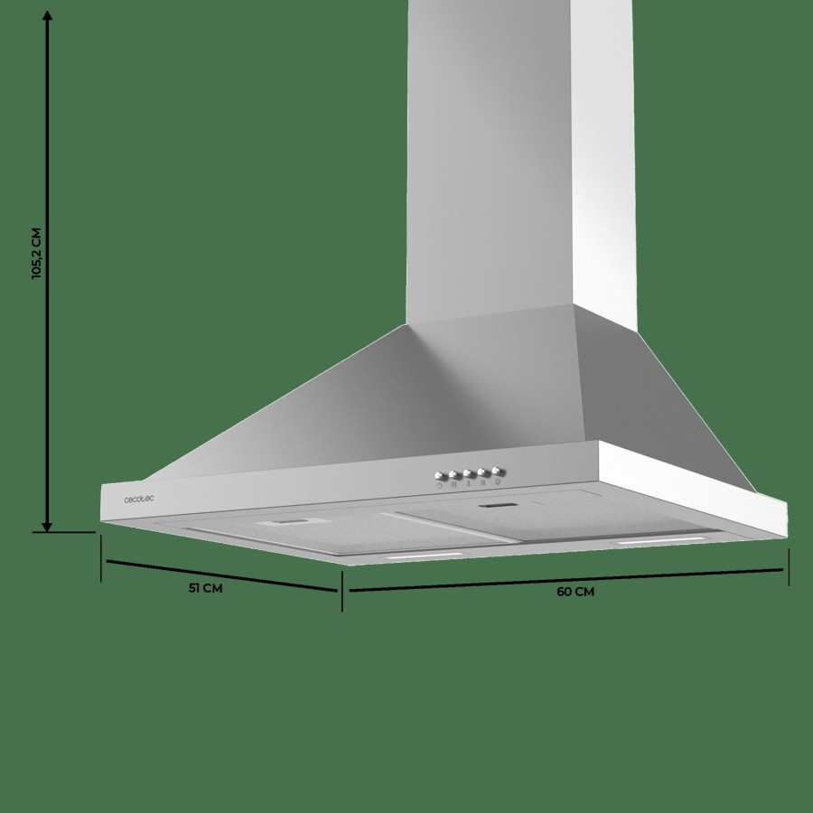 Campanas Extractoras | Cecotec Bolero Flux Pm 606500 Inox A Campana Extractora Piramidal Cecotec