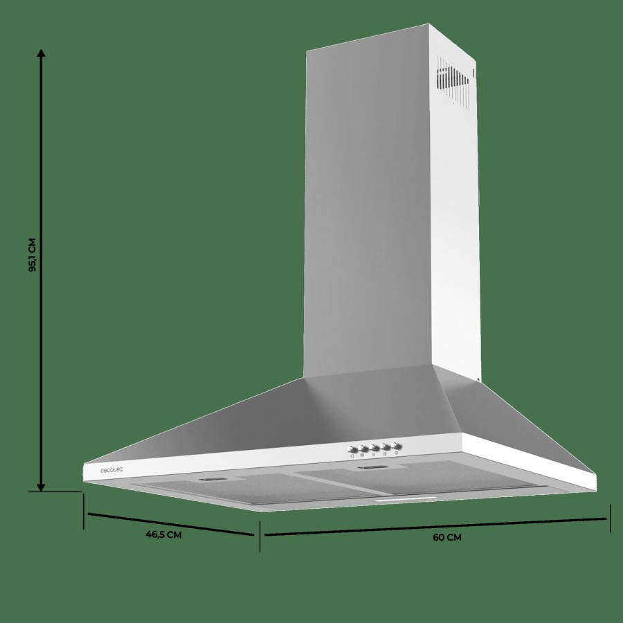 Campanas Extractoras | Cecotec Bolero Flux Pm 603500 Inox B Campana Extractora Piramidal Cecotec