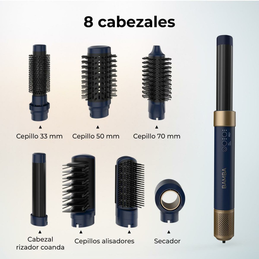 Moldeadores De Pelo | Cecotec Bamba Ceramiccare Airglam X Cepillo De Aire Moldeador De Pelo, Secador, Alisador Y Rizador Cecotec