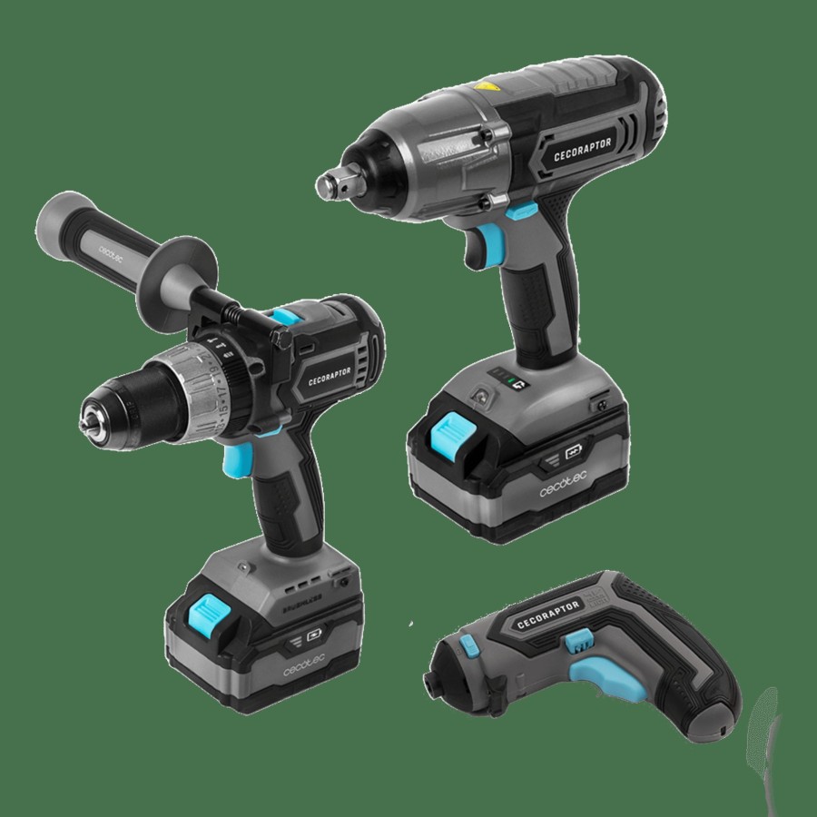 Packs | Cecotec Pack Perfect Impactdrill 4020 Brushless Ultra + Perfect Multiwork 360 Ultra + Perfect Impact 4020 Ultra Pack Taladro De Impacto, Destornillador Electrico Y Llave De Impacto Cecotec