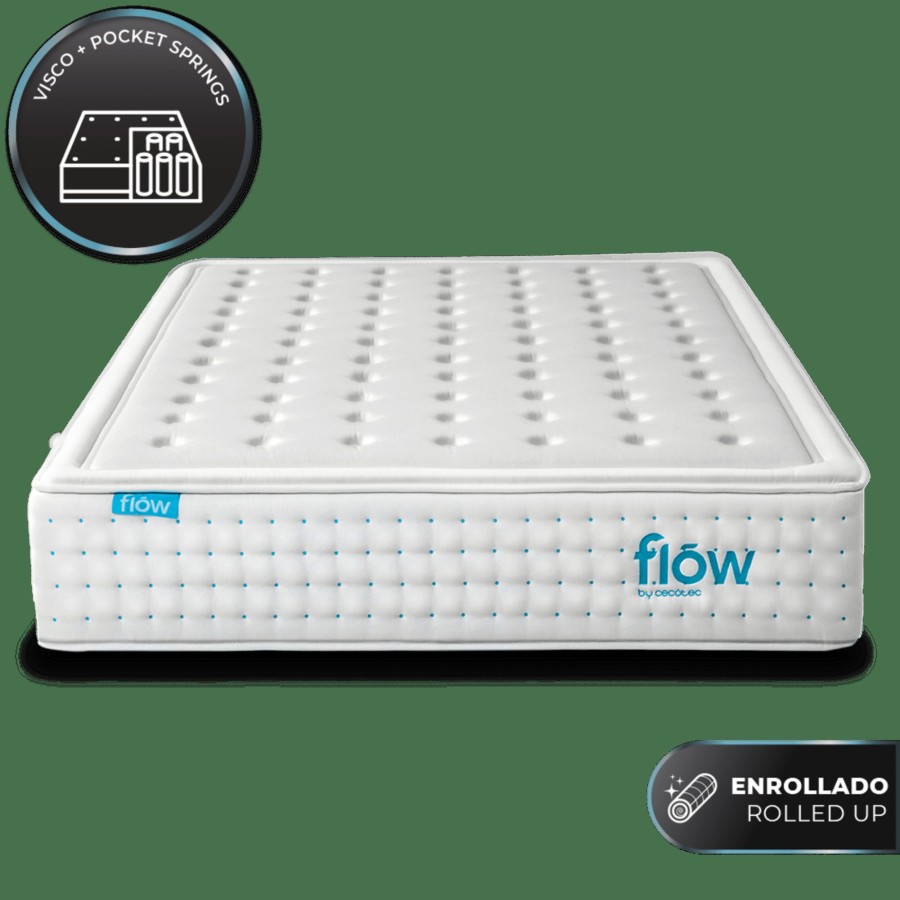 Colchones | Cecotec Colchon Flow Hybridluxe Fresh 6800 135X190 Colchon Hibrido De 14 Capas Con Altura De 31 Cm, Nucleo De Muelles Ensacados Y Tecnologias Springplus, Fresh & Silkysoft+. Cecotec