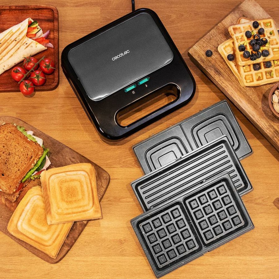 Planchas De Cocina | Cecotec Rock´Ntoast 3In1 Square Sandwichera Cecotec