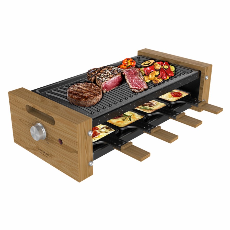 Planchas De Cocina | Cecotec Cheese&Grill 8200 Wood Black Raclette Para Queso Cecotec