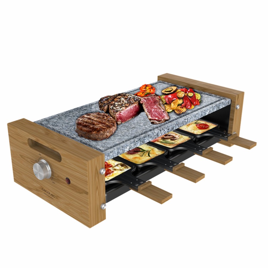 Planchas De Cocina | Cecotec Cheese&Grill 8600 Wood Allstone Raclette Para Queso Cecotec