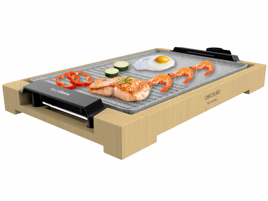 Planchas De Cocina | Cecotec Tasty&Grill 2000 Bamboo Mixstone Plancha Electrica Cocina 2000 W Cecotec