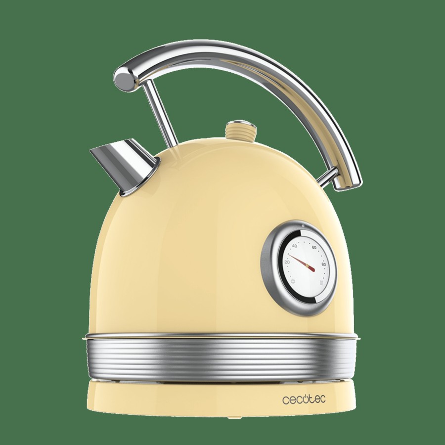 Hervidores | Cecotec Thermosense 420 Vintage Light Yellow Hervidor De Agua Electrico De Estilo Vintage Con 1,8 Litros De Capacidad. Cecotec