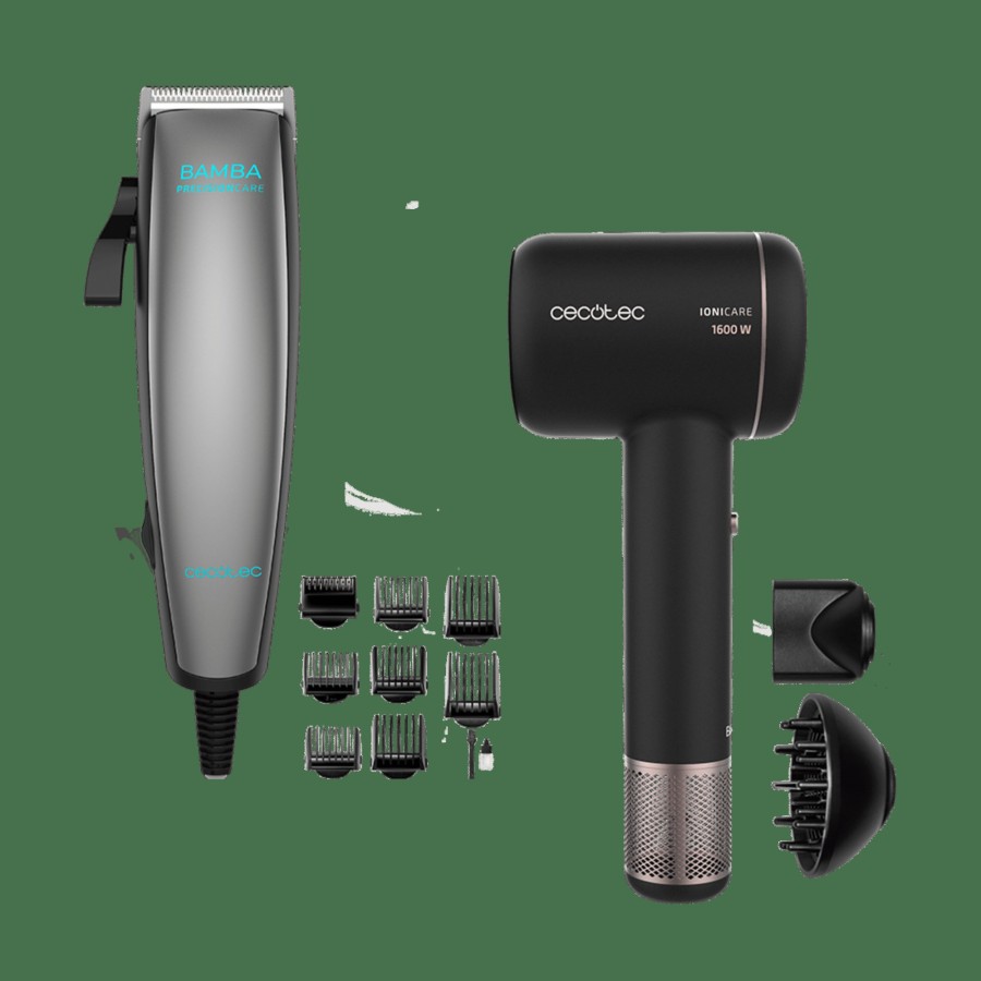 Packs | Cecotec Pack Precisioncare Power Blade Titanium + Bamba Ionicare Rockstar Ion Touch Cortapelos Y Secador De Pelo Cecotec